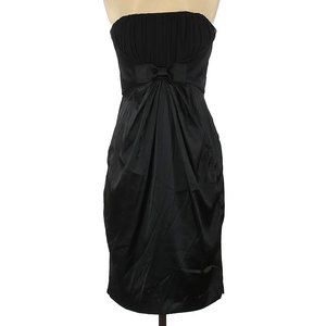 Delaru Black Satin Cocktail Dress Size 6